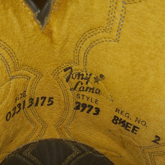 Tony Lama Vtg Wingtip leather Cowboy Boots Mens 8.5EE - Picture 7 of 16